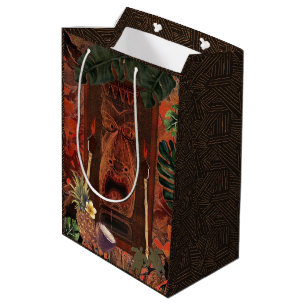 Sac Cadeau Moyen Fête d'anniversaire Tiki Aloha Hawaïen Luau Vintag