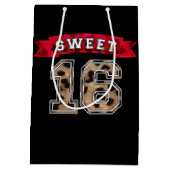 Sac Cadeau Moyen Fête de 16 ans thème sport impression léopard noir (Dos)