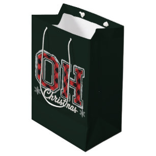 Sac Cadeau Moyen Fête de famille à carreaux de buffle des Fêtes de