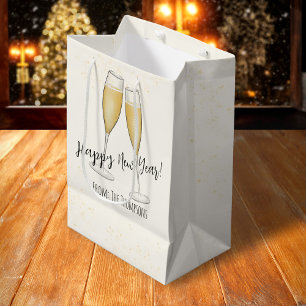 Sac Cadeau Moyen Fête de la nouvelle année Whimsical mignon Champag