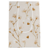 Sac Cadeau Moyen Fête de mariage Brown Hearts Blush Floral (Dos)