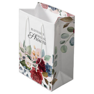Sac Cadeau Moyen Fête de mariage Floral Aquarelle Rouge Bourgeon de