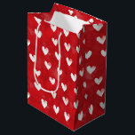Sac Cadeau Moyen Fête de mariage Romantic Red White Hearts<br><div class="desc">Fête de mariage Romantic Red White Hearts</div>