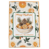 Sac Cadeau Moyen Fête de Noël à la découpe d'orange (Devant)