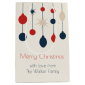 Sac Cadeau Moyen Fête de Noël Rouge Rétro (Devant)