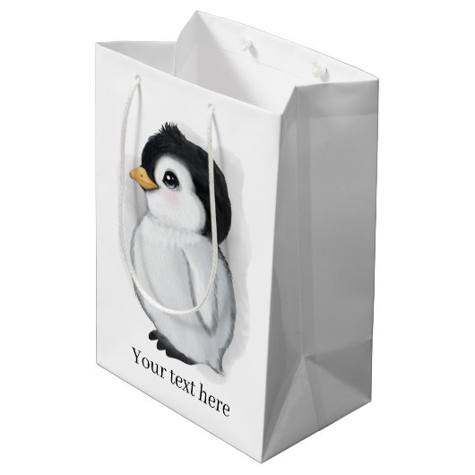 Sac Cadeau Moyen fête des amoureux de pingouins mignons (Dos Angle)