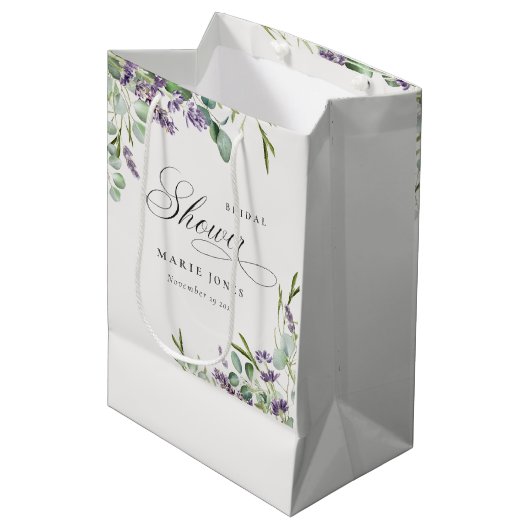 Sac Cadeau Moyen Fête des mariées de feuillage feuilleté Lavender E (Devant Angle)