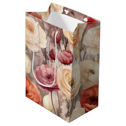 Sac Cadeau Moyen Fête des mariées de fleurs de printemps de crème B (Devant Angle)