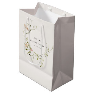 Sac Cadeau Moyen Fête des mariées de germe florale de prairie molle