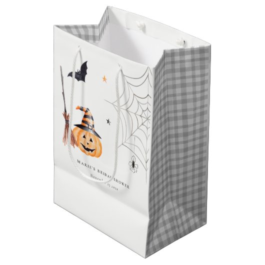 Sac Cadeau Moyen Fête des mariées Web Citrouille d'Halloween (Devant Angle)