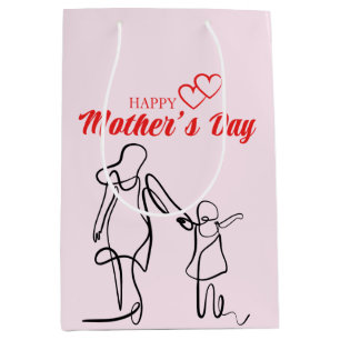 Sac Cadeau Moyen Fête des mères Ligne Art Coussin - Maman & Child L