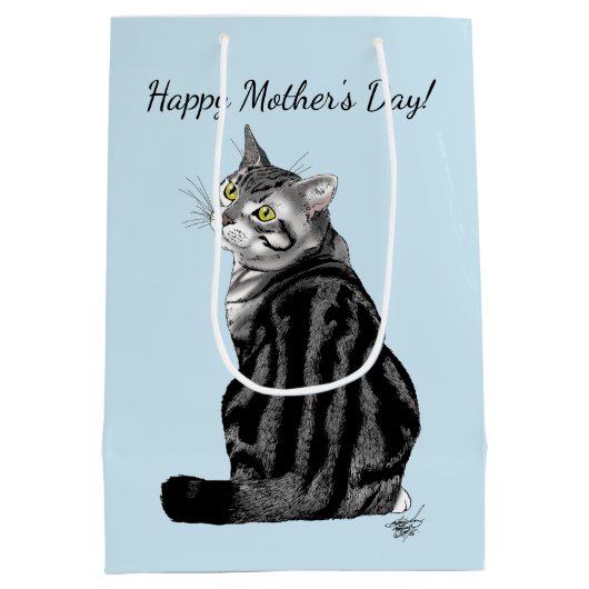 Sac Cadeau Moyen Fête des mères Tabby Cat (Dos)