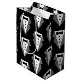Sac Cadeau Moyen Fête des pères de Cravate noire Tuxedo (Dos Angle)