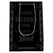 Sac Cadeau Moyen Fête des pères - "Fête des pères heureuse" noir/gr (Dos)
