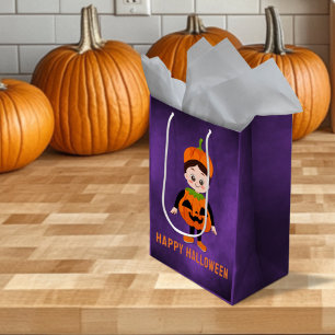 Sac Cadeau Moyen Fête d'Halloween pour enfants Citrouille