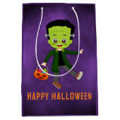 Sac Cadeau Moyen Fête d'Halloween pour enfants Frankenstein (Devant)