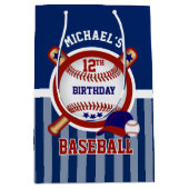 Sac Cadeau Moyen Fête du 00e anniversaire - Baseball - Bleu foncé (Devant)