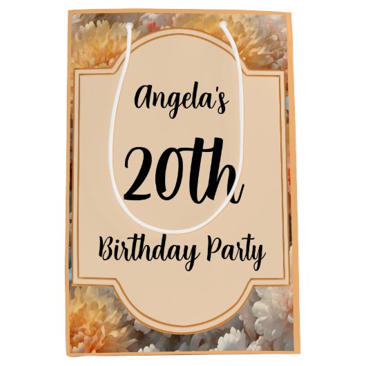 Sac Cadeau Moyen Fête du 20e anniversaire (Devant)