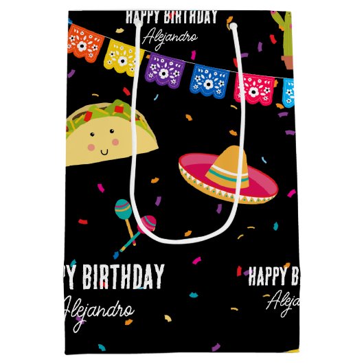 Sac Cadeau Moyen Fête mexicaine à thème - Taco Bout une fête d'anni (Dos)