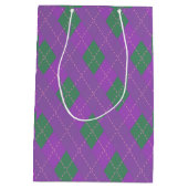 Sac Cadeau Moyen Fête populaire vert violet Plaid Noël (Dos)