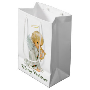 Sac Cadeau Moyen Fête rétro vintage Christmas Holiday Angel