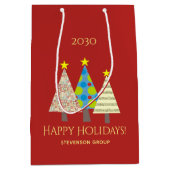 Sac Cadeau Moyen Fêtes de Noël d'entreprise rouge (Devant)