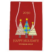 Sac Cadeau Moyen Fêtes de Noël d'entreprise rouge (Dos)