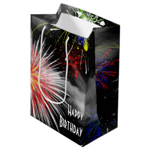 Sac Cadeau Moyen Feu D'Anniversaire Dans Les Nuages