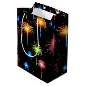 Sac Cadeau Moyen Feu D'Anniversaire De Neon Sur Noir (Dos Angle)