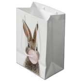 Sac Cadeau Moyen Feu de lapin rose bulle gomme (Devant Angle)