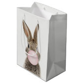 Sac Cadeau Moyen Feu de lapin rose bulle gomme (Dos Angle)