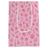 Sac Cadeau Moyen Feu de Noël rose et rouge (Dos)