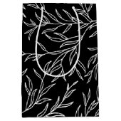 Sac Cadeau Moyen Feuille élégant noir et blanc (Devant)