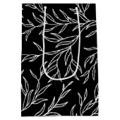 Sac Cadeau Moyen Feuille élégant noir et blanc (Dos)