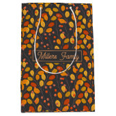 Sac Cadeau Moyen Feuilles Automne Nom Personnalisé (Devant)