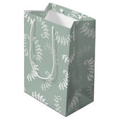 Sac Cadeau Moyen Feuilles botaniques verts turquoises (Dos Angle)
