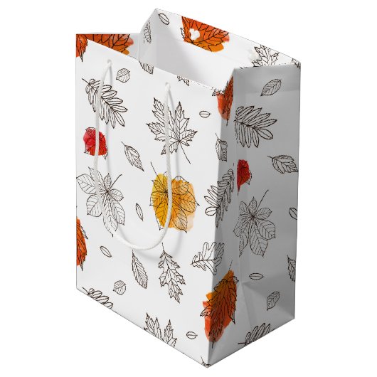 Sac Cadeau Moyen Feuilles d'automne (Dos Angle)