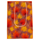 Sac Cadeau Moyen Feuilles d'automne Rustique Aquarelle - Feuillage  (Dos)