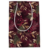 Sac Cadeau Moyen Feuilles de couleur or et floral séché (Devant)