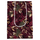 Sac Cadeau Moyen Feuilles de couleur or et floral séché (Dos)