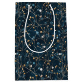 Sac Cadeau Moyen Feuilles de couleur or et floral séché (Devant)