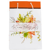 Sac Cadeau Moyen Feuilles d'érable d'automne avec texte personnalis (Devant)