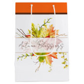 Sac Cadeau Moyen Feuilles d'érable d'automne avec texte personnalis (Dos)