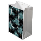 Sac Cadeau Moyen Feuilles d'été de Métallurgie Bleu & Gold Palm  (Devant Angle)