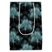 Sac Cadeau Moyen Feuilles d'été de Métallurgie Bleu & Gold Palm  (Dos)