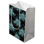 Sac Cadeau Moyen Feuilles d'été de Métallurgie Bleu & Gold Palm  (Dos Angle)