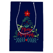 Sac Cadeau Moyen Feuilles du feuillage de Noël (Dos)