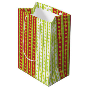 Sac Cadeau Moyen Feuilles en bambou vert rouge