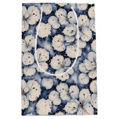 Sac Cadeau Moyen Feuilles floraux blancs d'hiver (Devant)