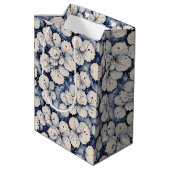 Sac Cadeau Moyen Feuilles floraux blancs d'hiver (Dos Angle)